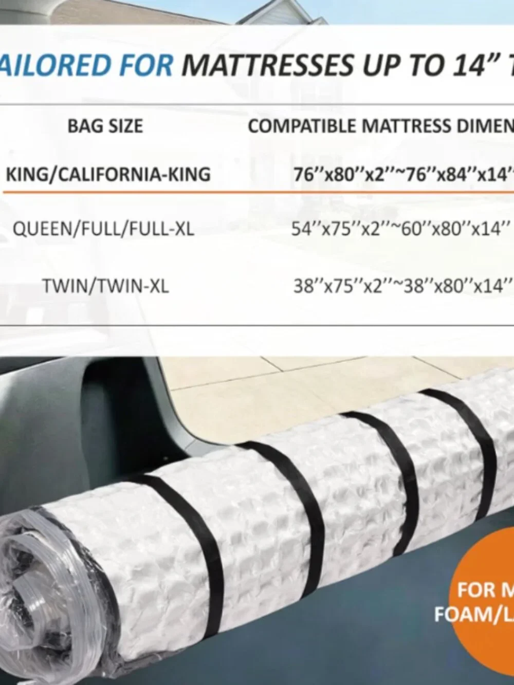 Mattress Vacuum Bag for Moving or Storage